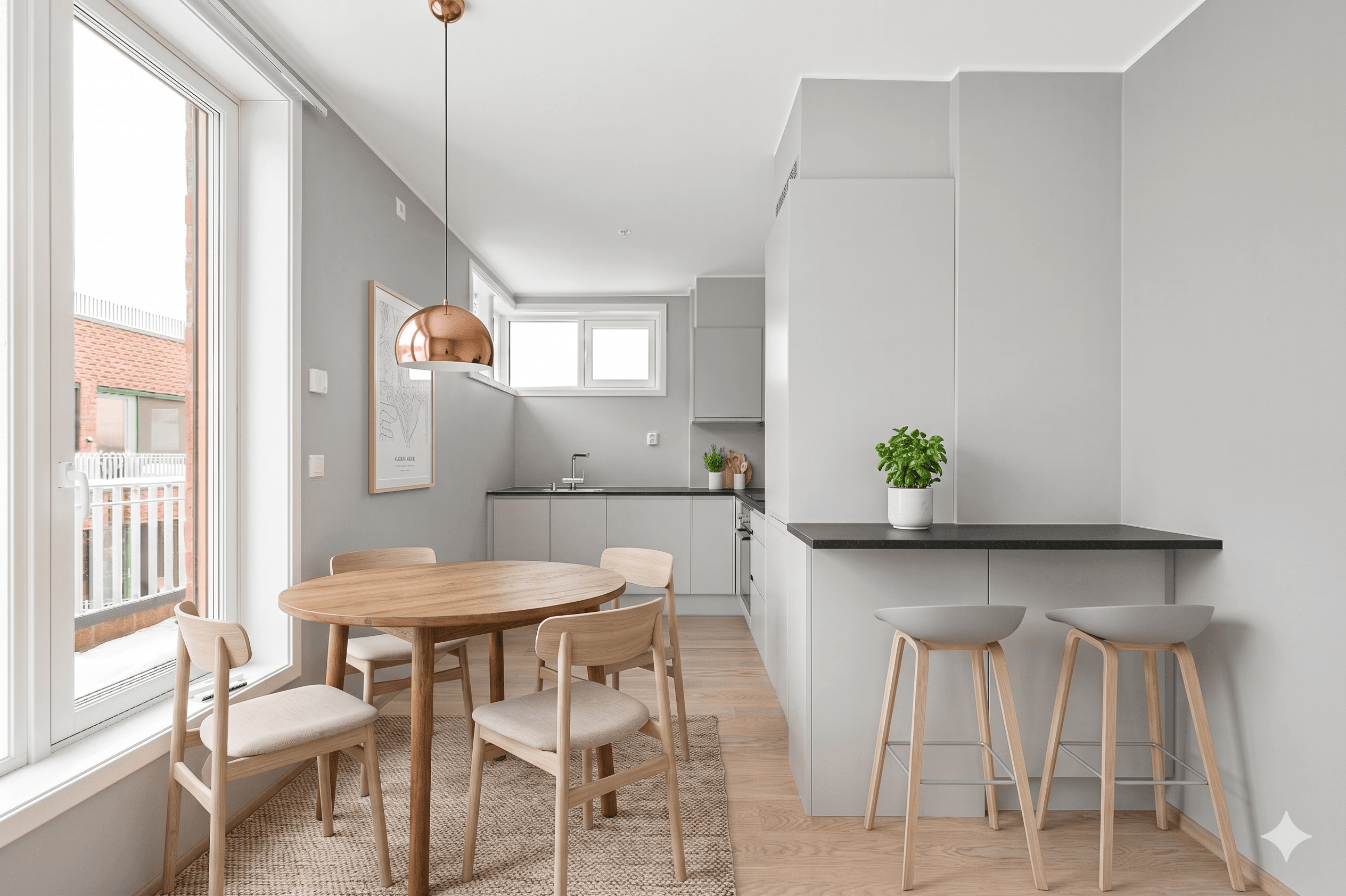 Cucina arredata in stile moderno con virtual staging AI